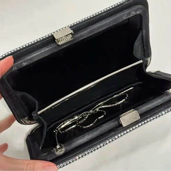 Judith Leiber Swarovski Crystal Evening Bag Clutch with Chain Mirror Comb Glam - Picture 12 of 16